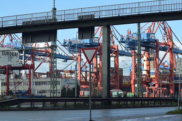 Kräne im Hafen von Hamburg #hafen #hamburg #kräne #freihafen #eurokai
